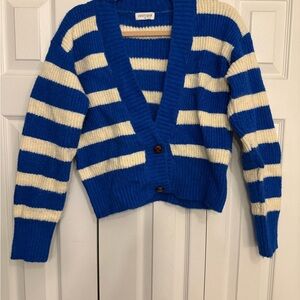 Vestique Bold Blue and Cream Striped Cardigan